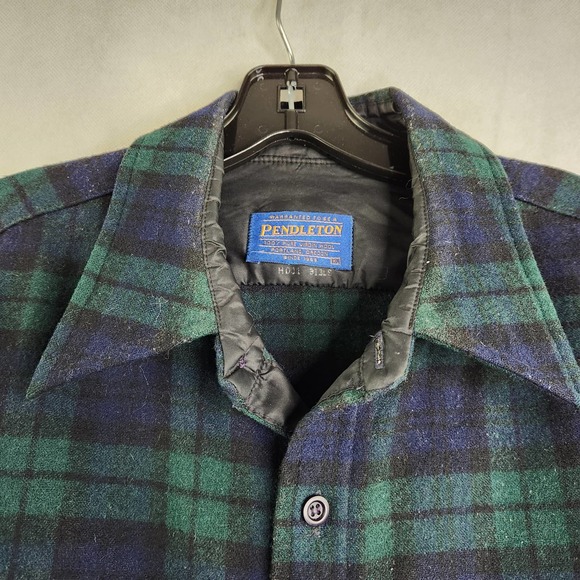 Pendleton 100% Wool Plaid Green Black Watch Flannel Tartan Made In The USA XL - Picture 2 of 12